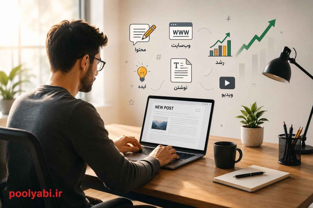کسب درآمد با تولید محتوا آنلاین برای مبتدیان , آموزش تولید محتوا و افزایش درآمد اینترنتی
